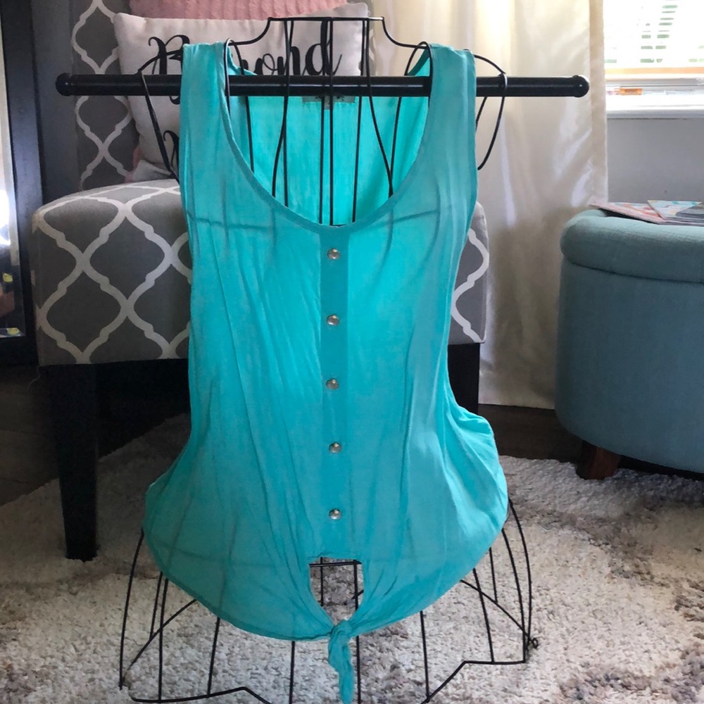 Teal sleeveless top